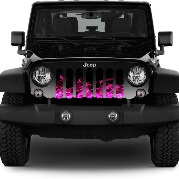 Hot Pink Flames Jeep Grille Insert