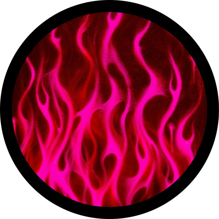 Flames - Hot Pink Spare Tire Cover for Jeep, Bronco, RV, & More