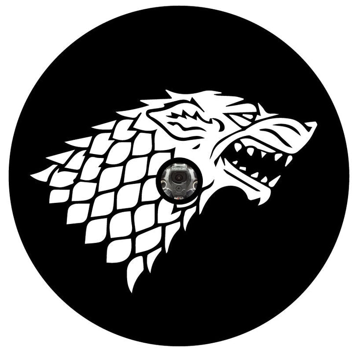 Game of Thrones House Stark Dire Wolf Spare Tire Cover for Jeep, Bronco, RV, Camper, & More