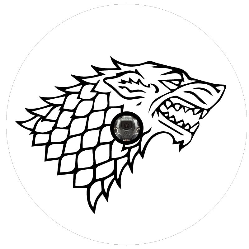 Game of Thrones House Stark Dire Wolf Spare Tire Cover for Jeep, Bronco, RV, Camper, & More