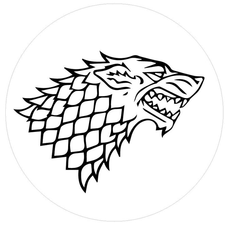 Game of Thrones House Stark Dire Wolf Spare Tire Cover for Jeep, Bronco, RV, Camper, & More