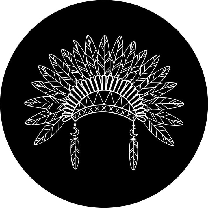 Beautiful Indian Headdress Spare Tire Cover for Jeep, RV, Camper, Bronco, & More