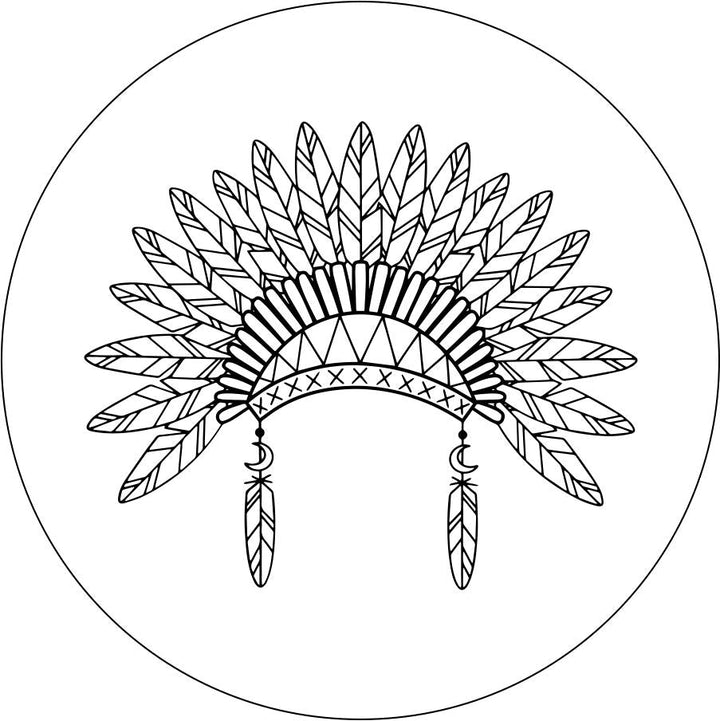 Beautiful Indian Headdress Spare Tire Cover for Jeep, RV, Camper, Bronco, & More