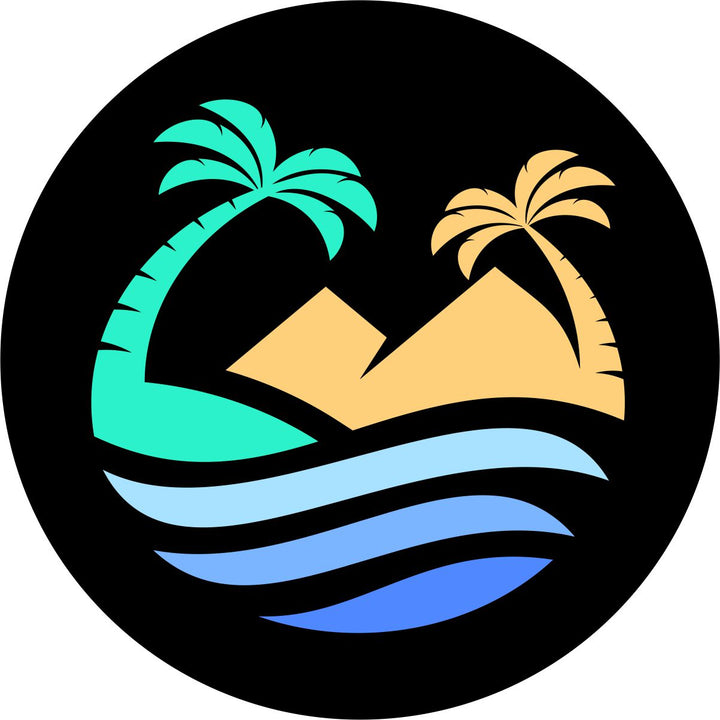 Simple Island Time Tropical Beach Spare Tire Cover Design