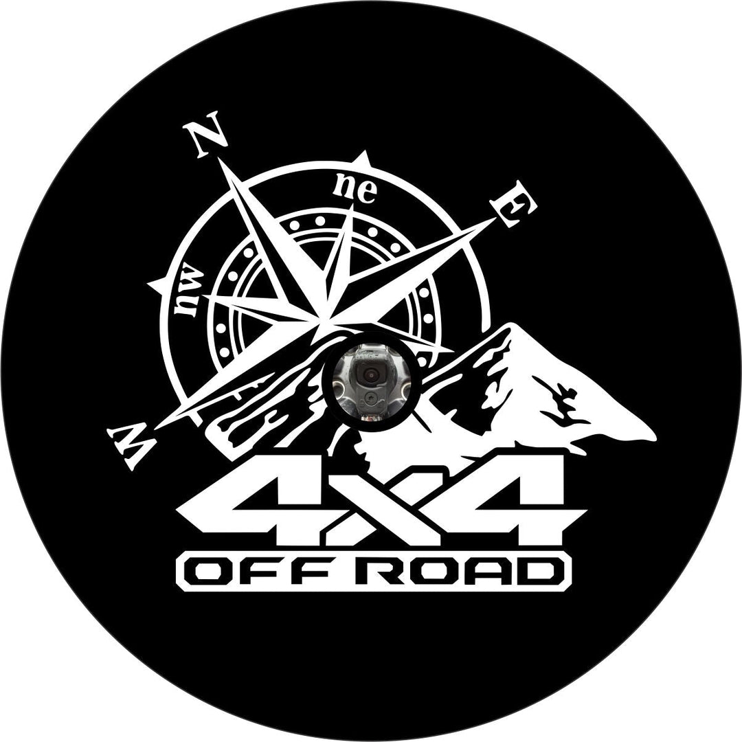 4X4 Off Road Compass & Mountains - Spare Tire Cover for Jeep, Bronco, RV, Camper, Van