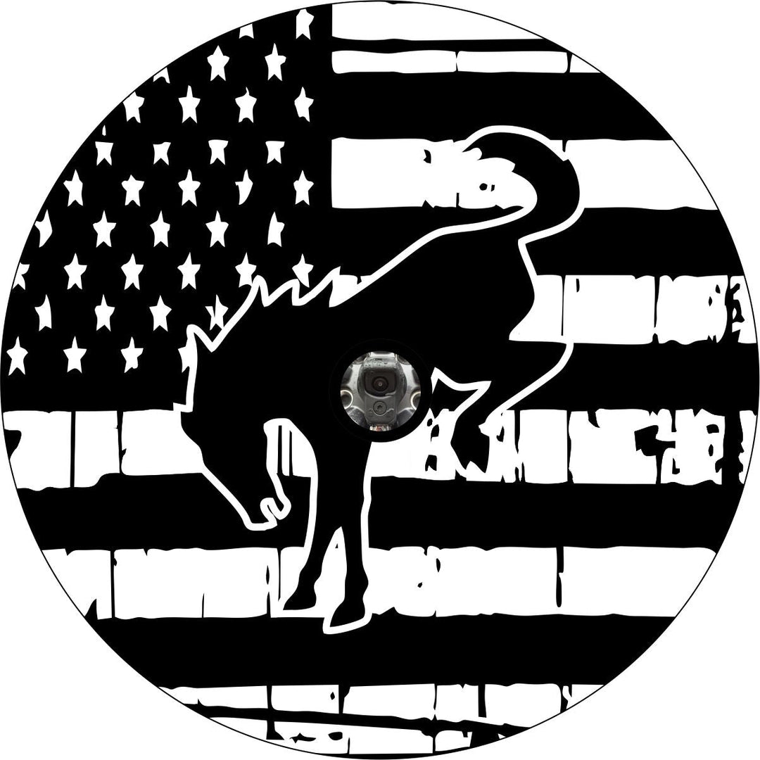 American Flag with Bronco Horse Spare Tire Cover Jeep, Bronco, RVs and more