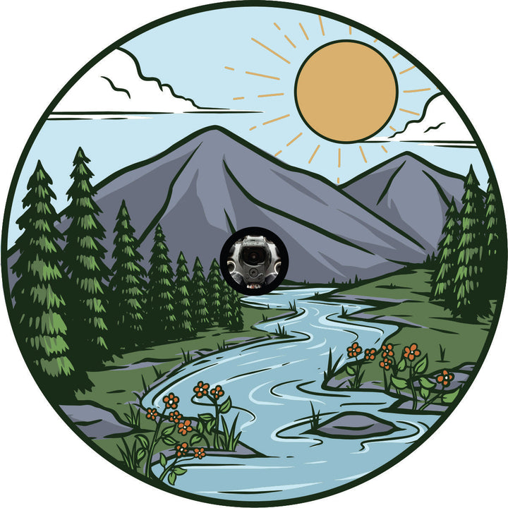 Artsy Mountain River Landscape Unique Spare Tire Cover