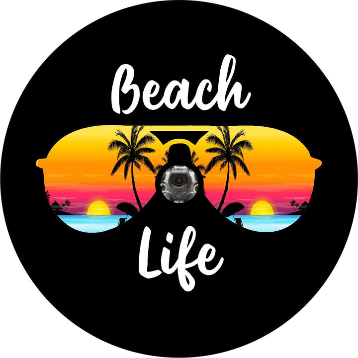 Beach Life Sunglasses Sunset Tropical Spare Tire Cover for Jeep, Bronco, RV & More