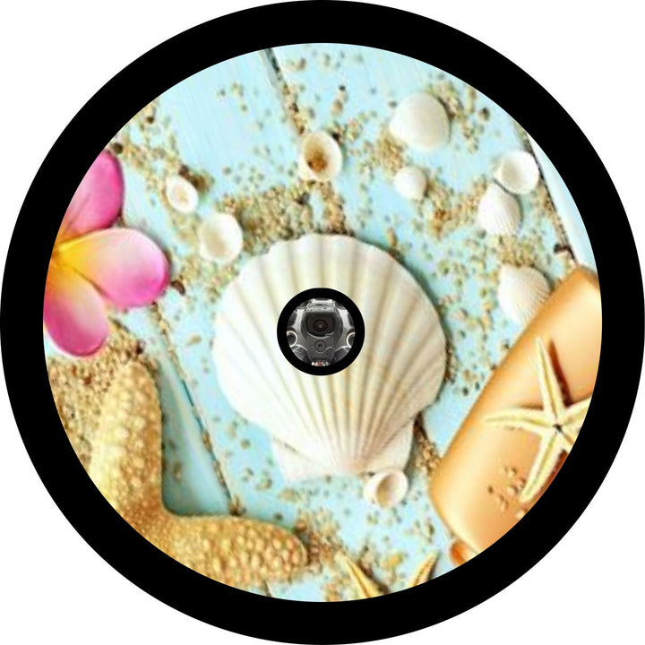 Beach Sea Shells Spare Tire Cover for Jeep, Bronco, Campers, RV, Vans, & More