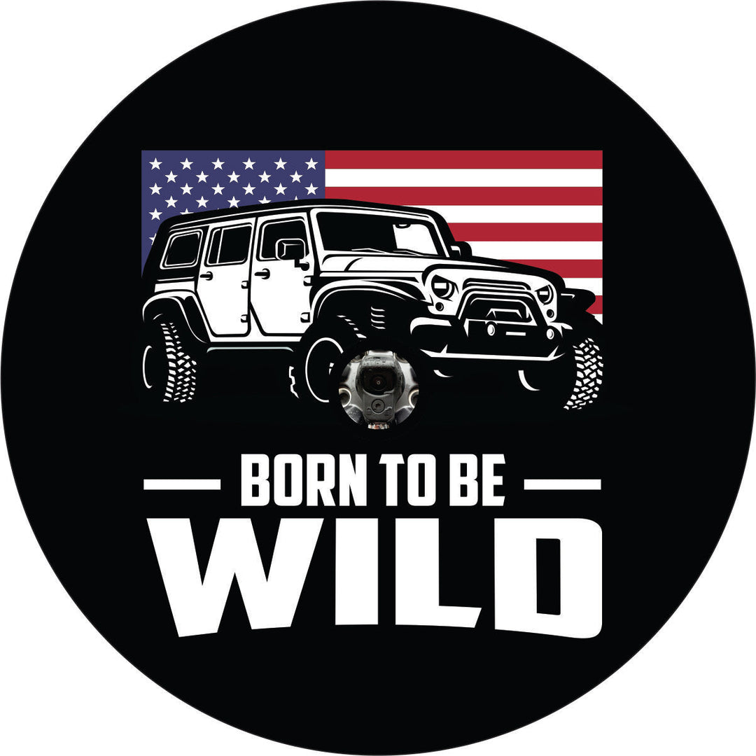 Born To Be Wild American Flag & Jeep Wrangler Spare Tire Cover