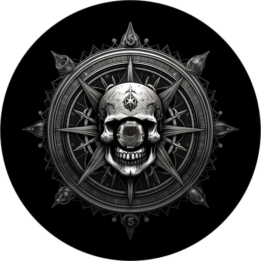 Compass Skull at the Helm Spare Tire Cover for Jeep, Bronco, RV, Camper, Van & More