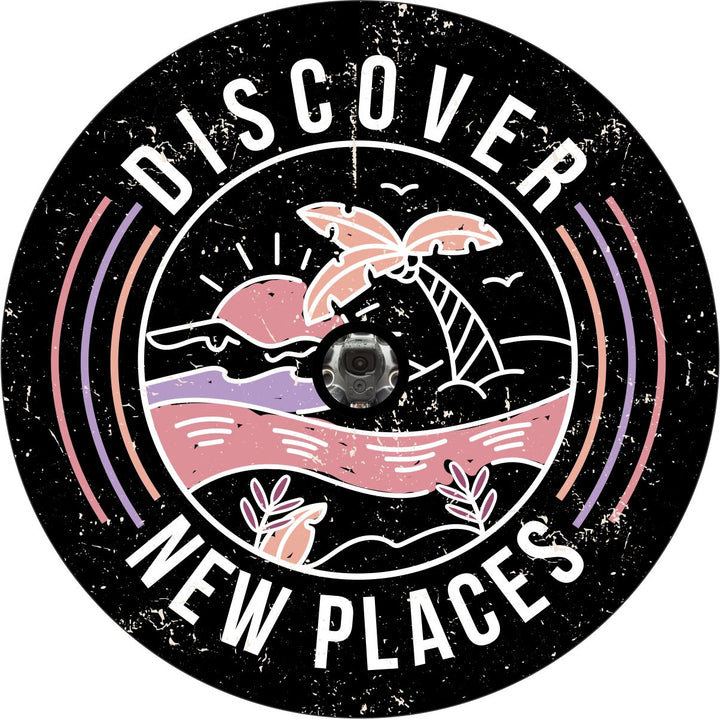 Discover New Places Retro Beach Spare Tire Cover