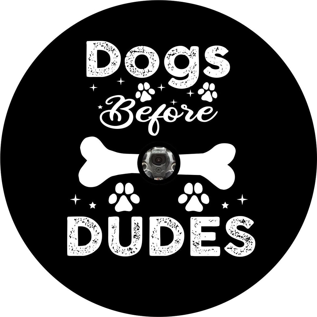 Dogs Before Dudes Paw Prints | Spare Tire Cover for Campers, RV, Jeep, Bronco & More