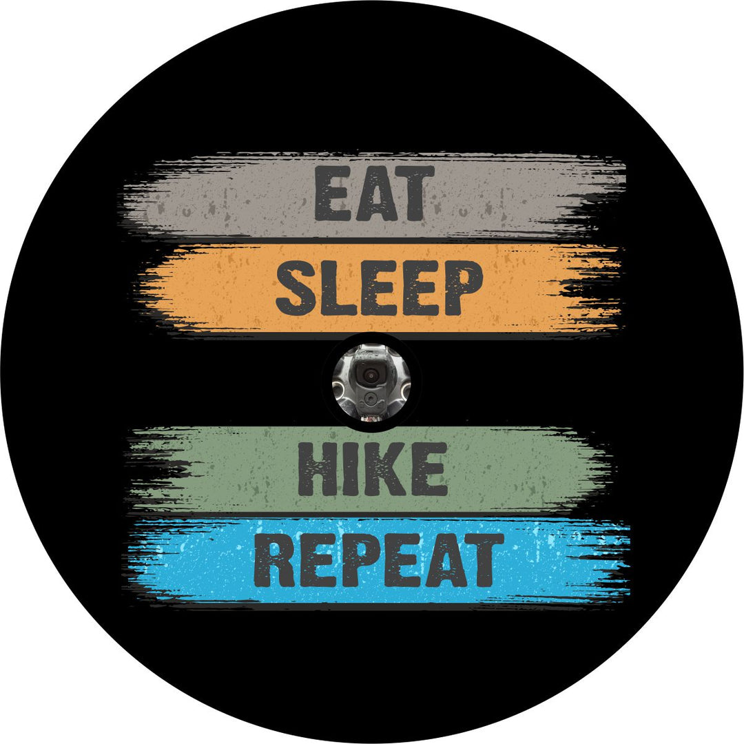 Eat Sleep Hike Repeat Brushed Sign - Spare Tire Cover