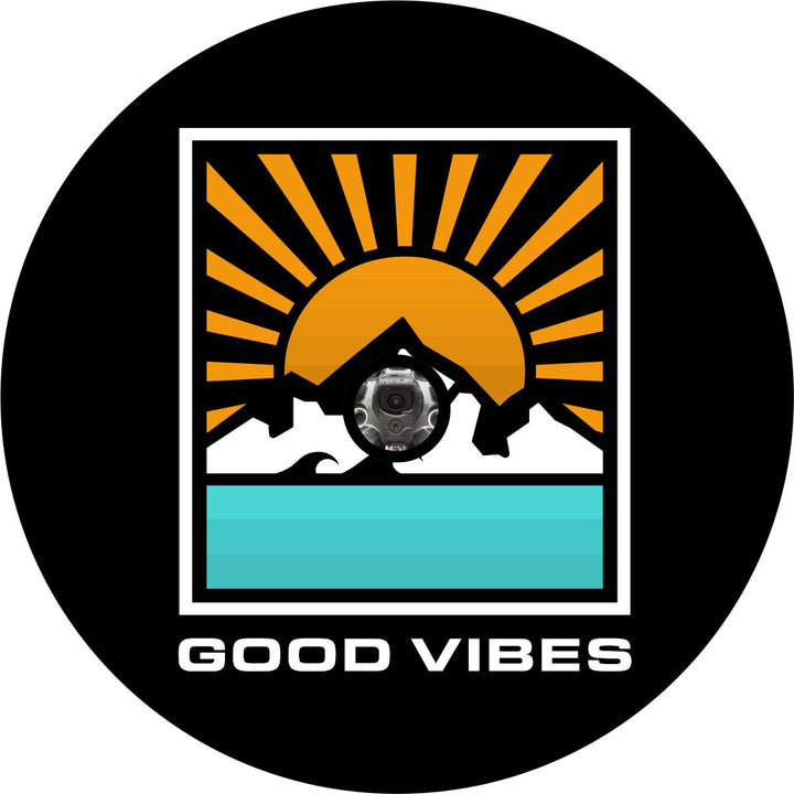 Good Vibes Sun Rays Unique Spare Tire Cover for Jeep, RV, Bronco, Camper, & More