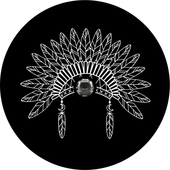 Beautiful Indian Headdress Spare Tire Cover for Jeep, RV, Camper, Bronco, & More