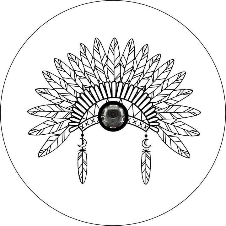 Beautiful Indian Headdress Spare Tire Cover for Jeep, RV, Camper, Bronco, & More