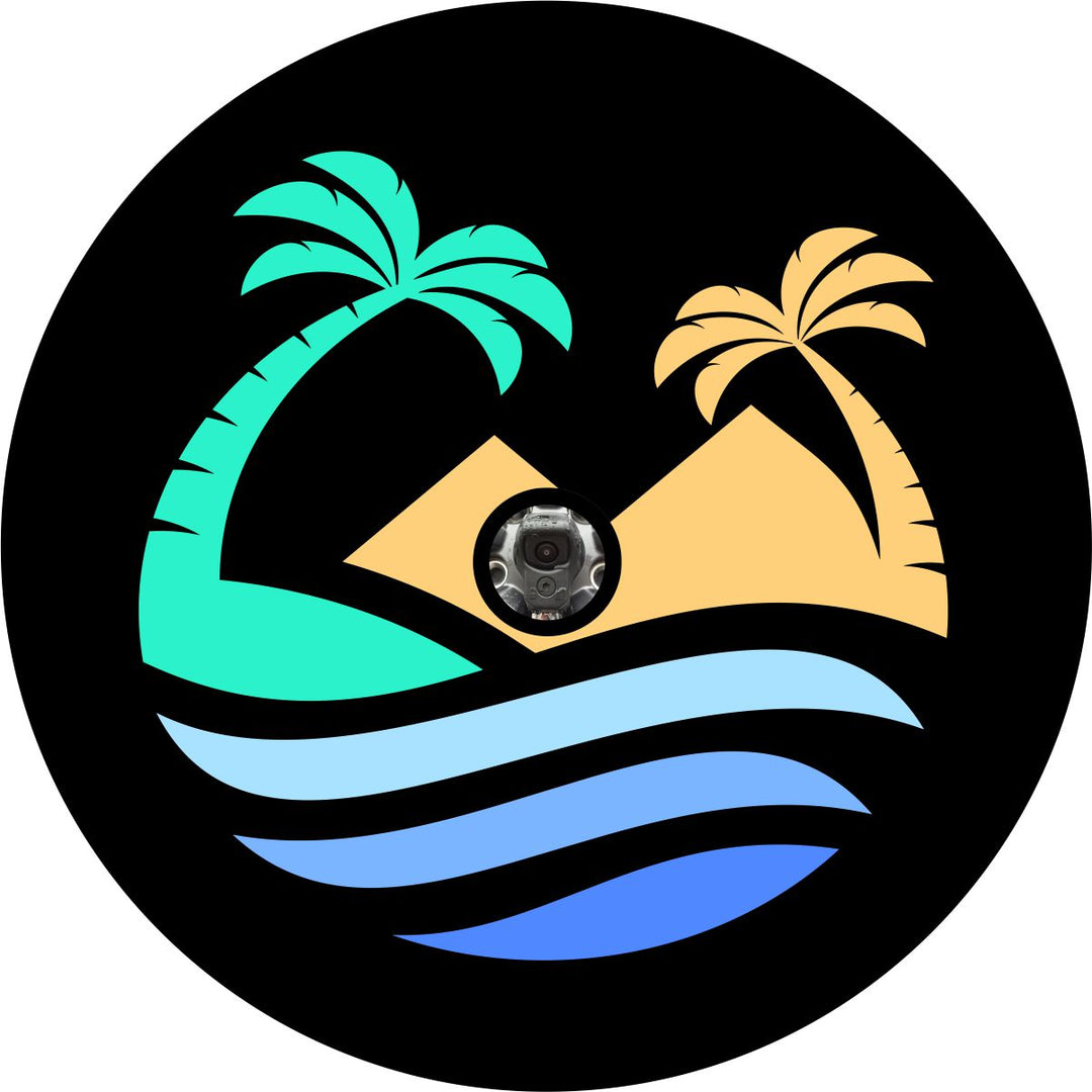 Simple Island Time Tropical Beach Spare Tire Cover Design