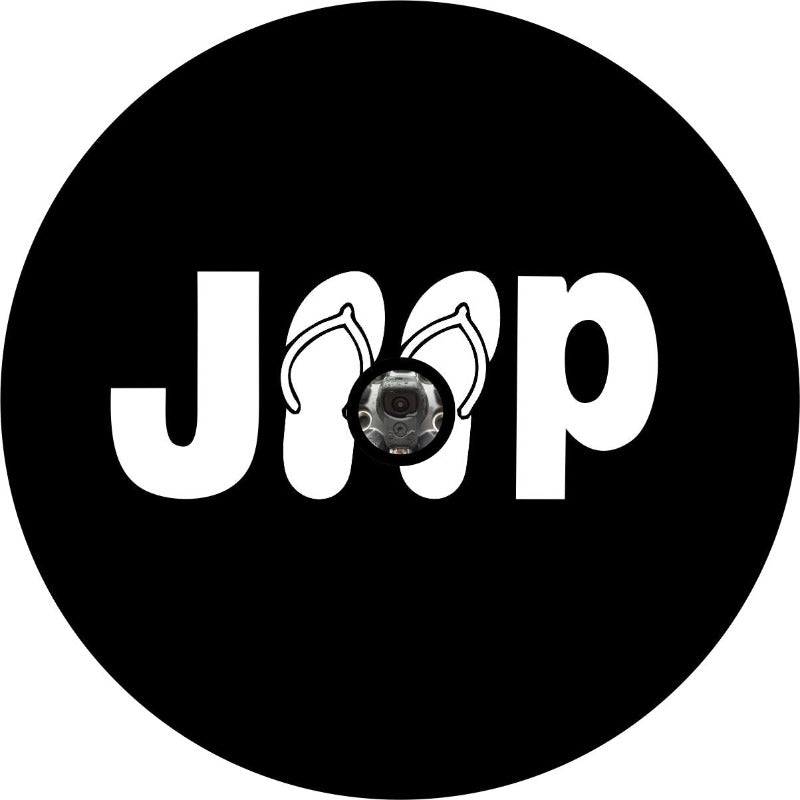 Jeep Flip Flop Sandals Spare Tire Cover in Any Color - Camera Port Option Available