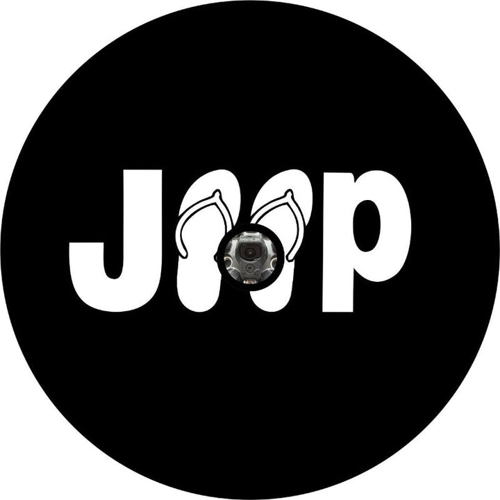 Jeep Flip Flop Sandals Spare Tire Cover in Any Color - Camera Port Option Available