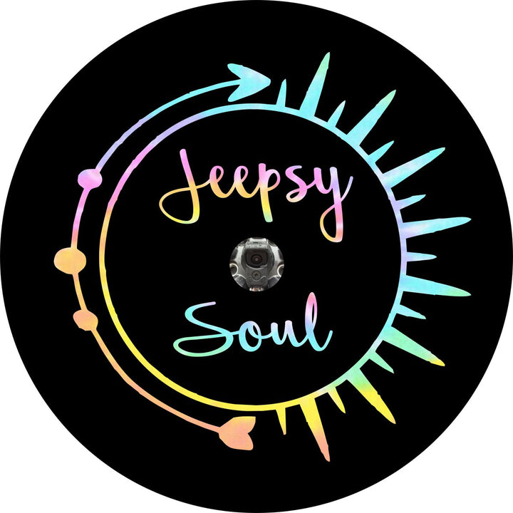 Jeepsy Soul Tie Dye Sun + Arrow Spare Tire Cover Design for Jeep