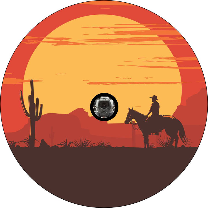 Cowboy Rides Away - Western Spare Tire Cover Design