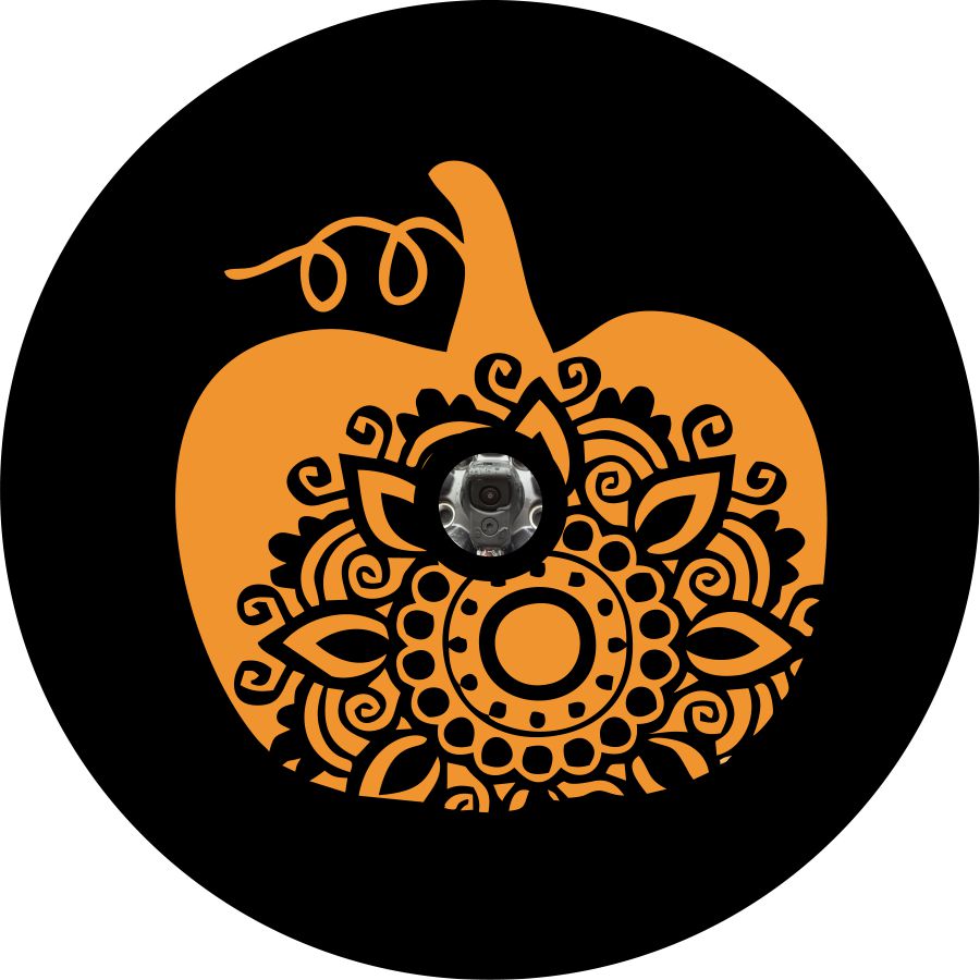 Pumpkin Silhouette & Mandala Spare Tire Cover for Jeep, RV, Bronco, Camper, Etc.