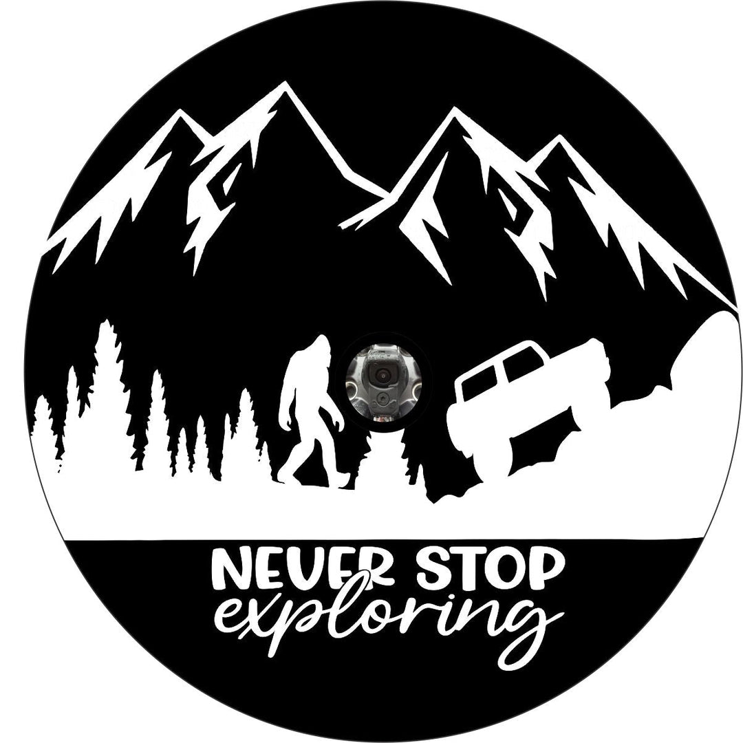 Never Stop Exploring • Sasquatch Ford Bronco Spare Tire Cover Design