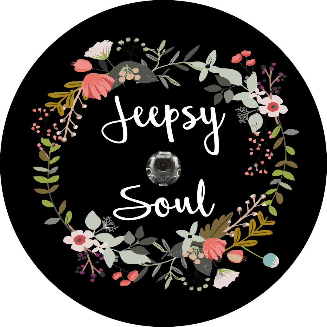 Jeepsy Soul Floral Wreath Spare Tire Cover for Jeep