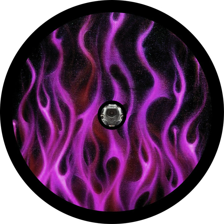 Flames - Purple Spare Tire Cover for Jeep, RV, Bronco, Camper, & More