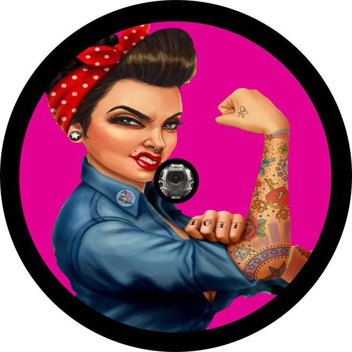 Rosie the Riveter Spare Tire Cover in Any Color | Made to Order Precision Fit