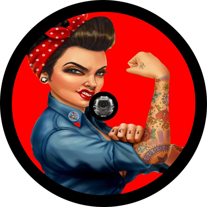 Rosie the Riveter Spare Tire Cover in Any Color | Made to Order Precision Fit