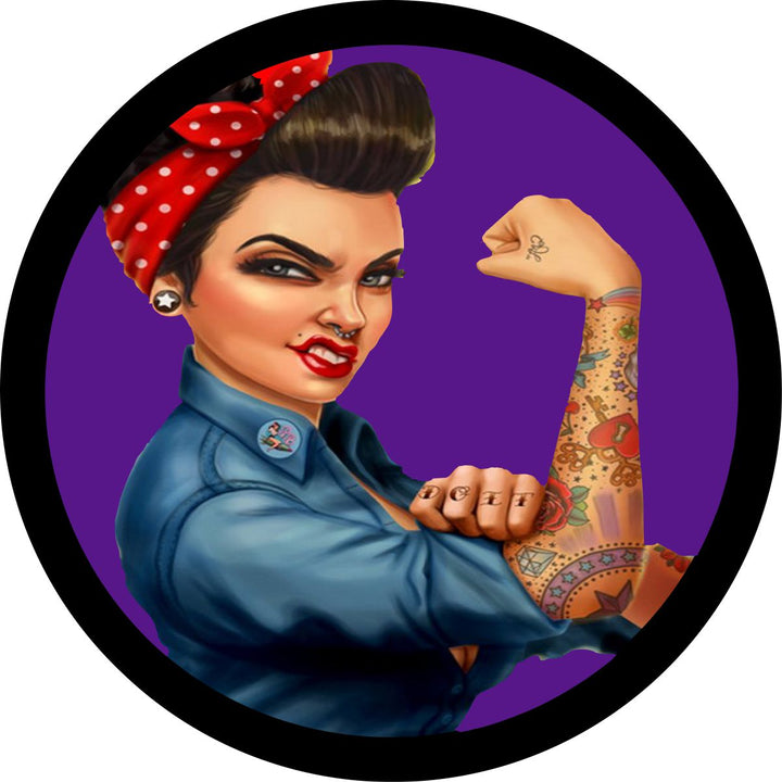 Rosie the Riveter Spare Tire Cover in Any Color | Made to Order Precision Fit