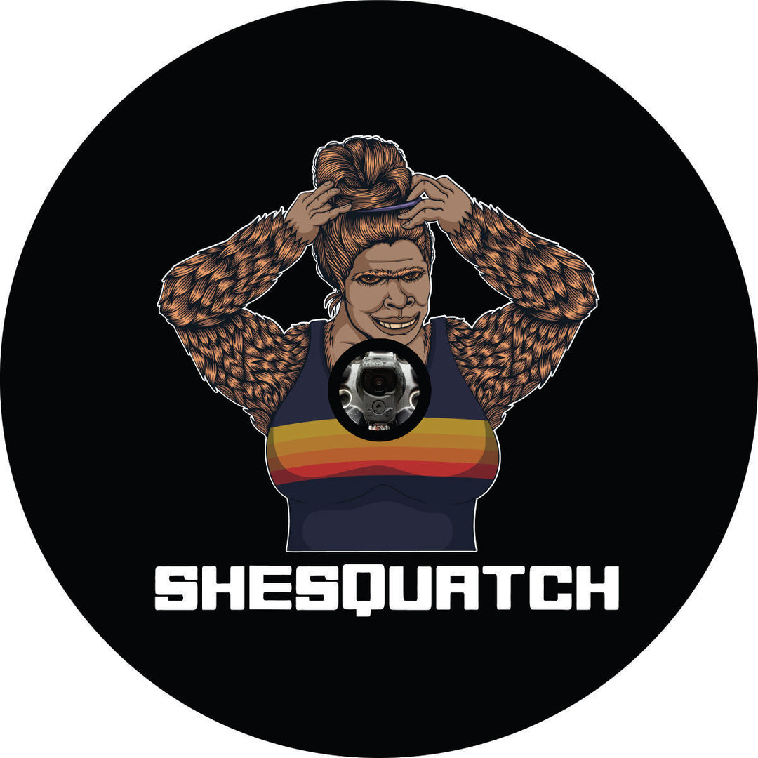 Sexy Shesquatch Bigfoot Sasquatch Messy Bun Spare Tire Cover