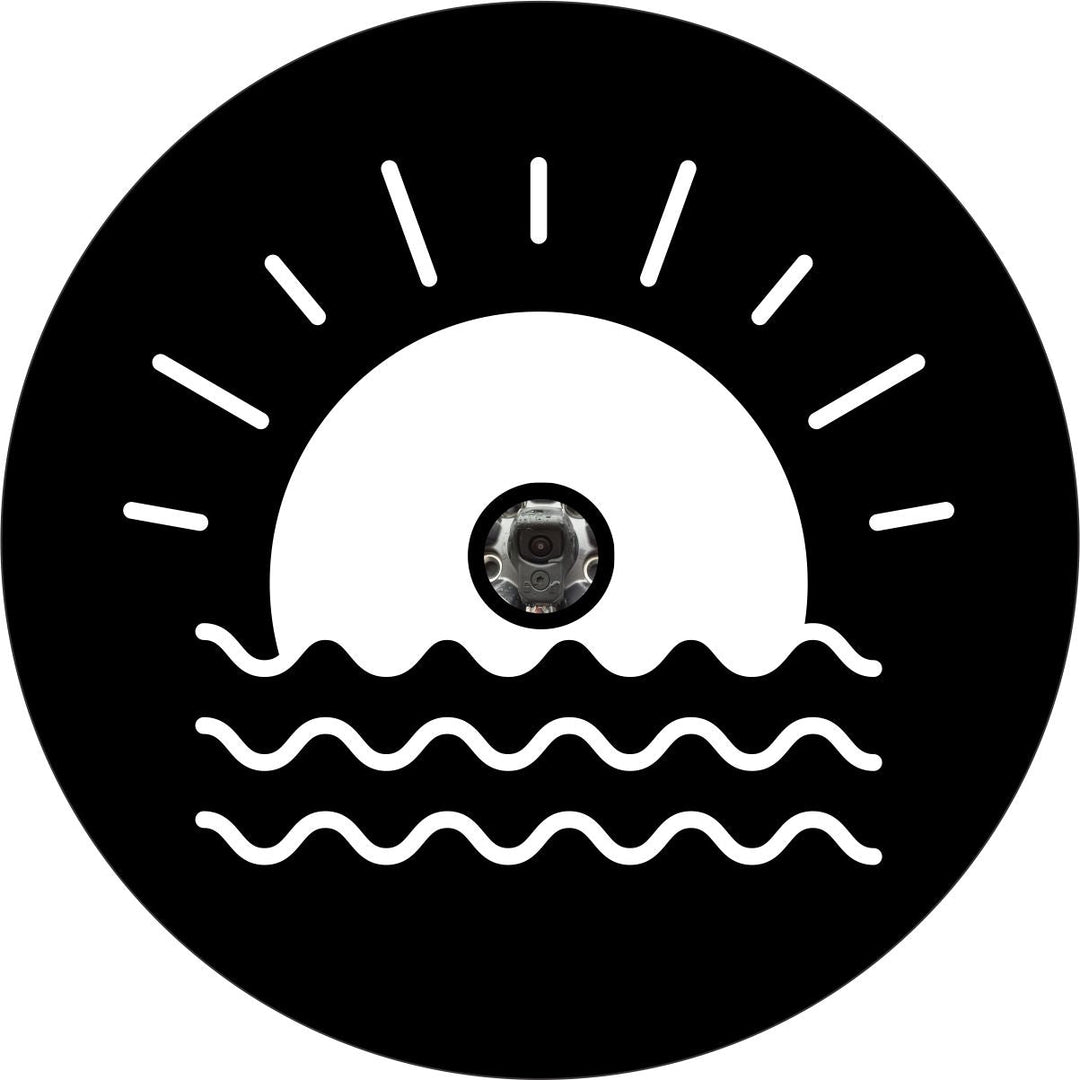 Simple Sun Setting on Water Spare Tire Cover - Jeep, Bronco, RV, Van, Camper, Trailer, FJ Cruiser, & More