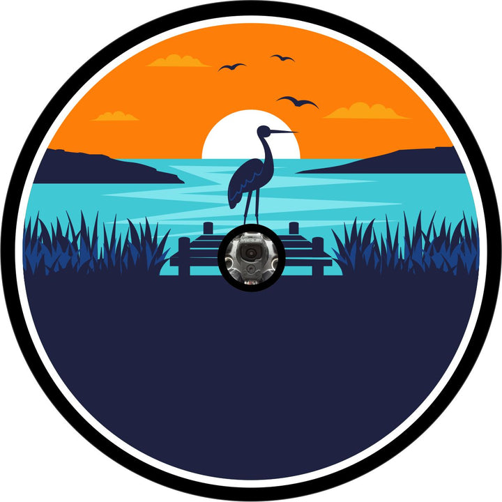 Sitting on the Dock Coastal Spare Tire Cover for Jeep, RV, Camper, Bronco