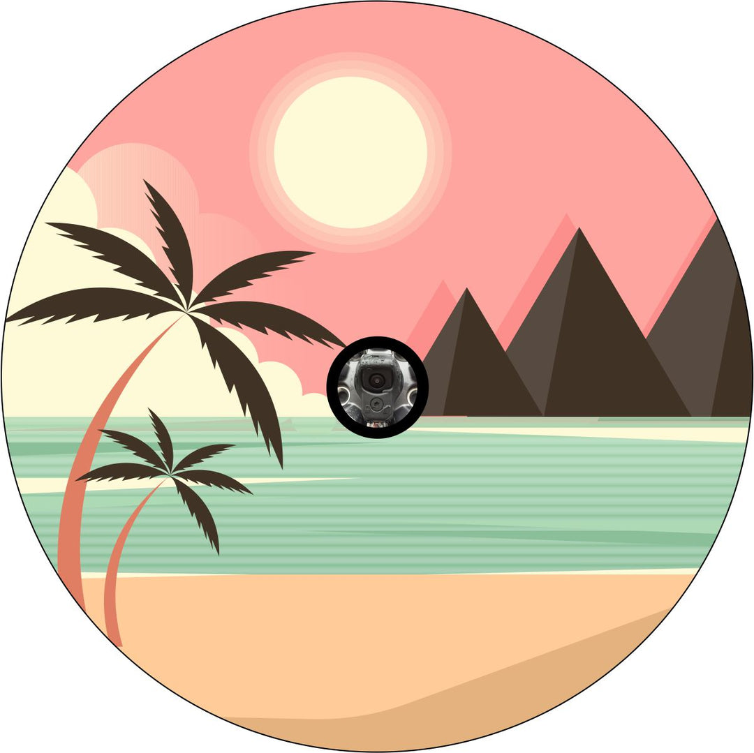 Mountains Meet The Sea Beach Spare Tire Cover