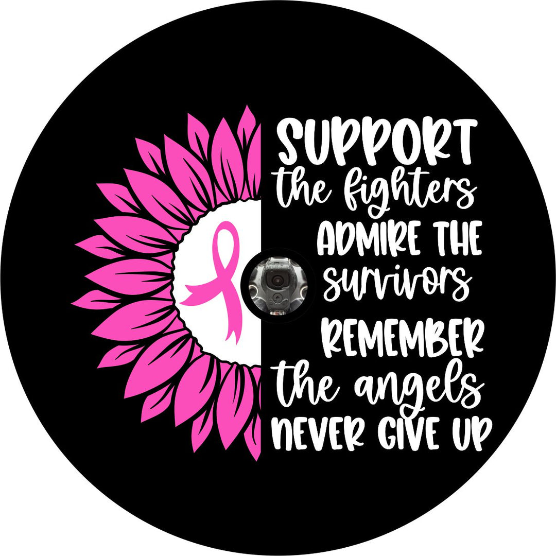 Support the Fighters Sunflower Breast Cancer Spare Tire Cover