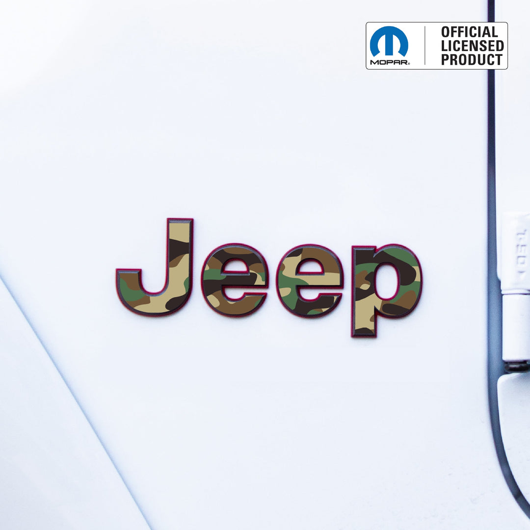 JEEP Wrangler Emblem Overlay Decal Set | Fits JL, JK, TJ &amp; YJ | Wrangler JL (2018+) | Brown and Green Camo | Matte | Decal
