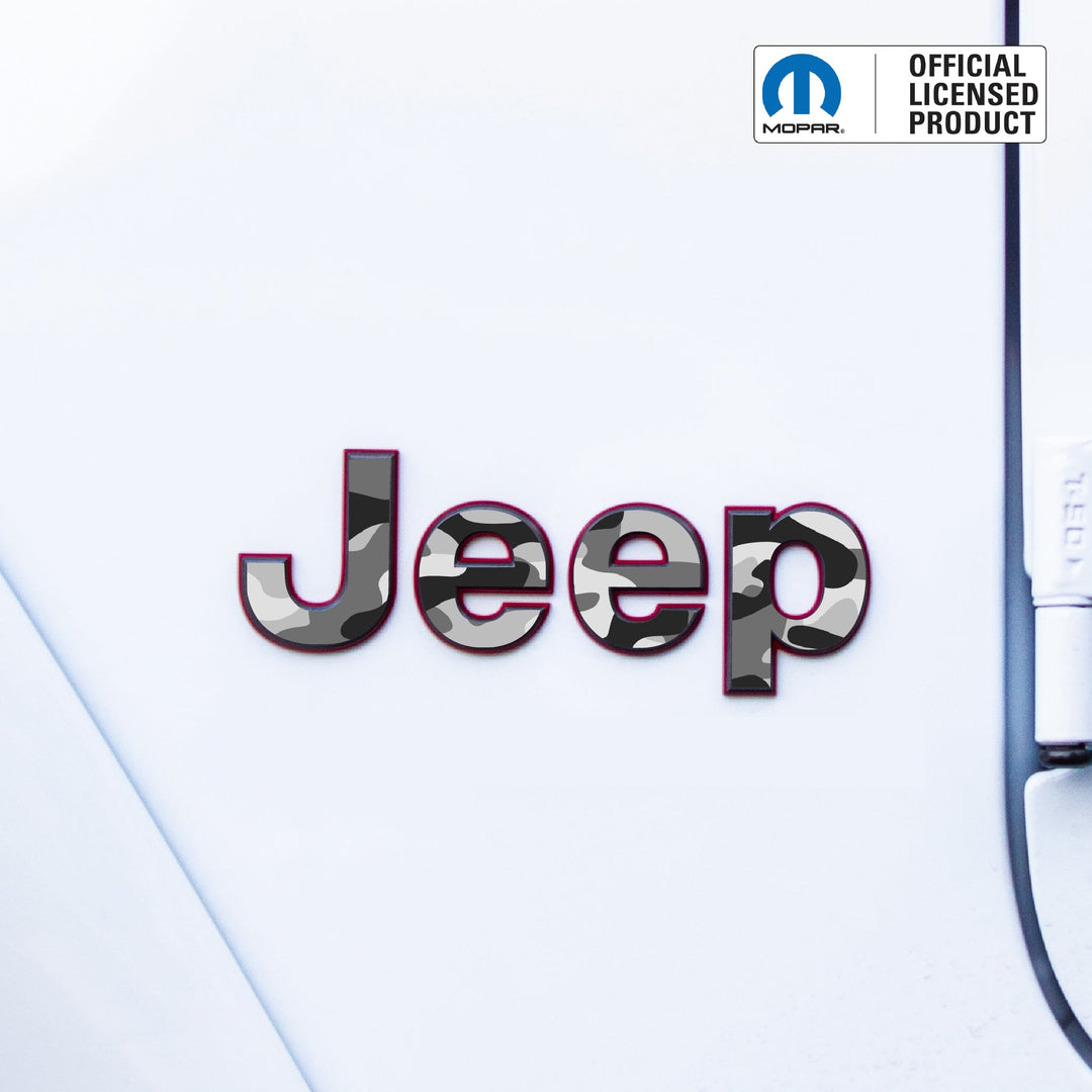 JEEP Wrangler Emblem Overlay Decal Set | Fits JL, JK, TJ &amp; YJ | Wrangler JL (2018+) | Black and White Camo | Matte | Decal