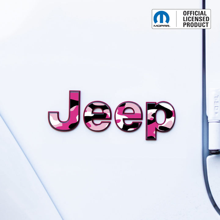 JEEP Wrangler Emblem Overlay Decal Set | Fits JL, JK, TJ &amp; YJ | Wrangler JL (2018+) | Pink Camo | Matte | Decal