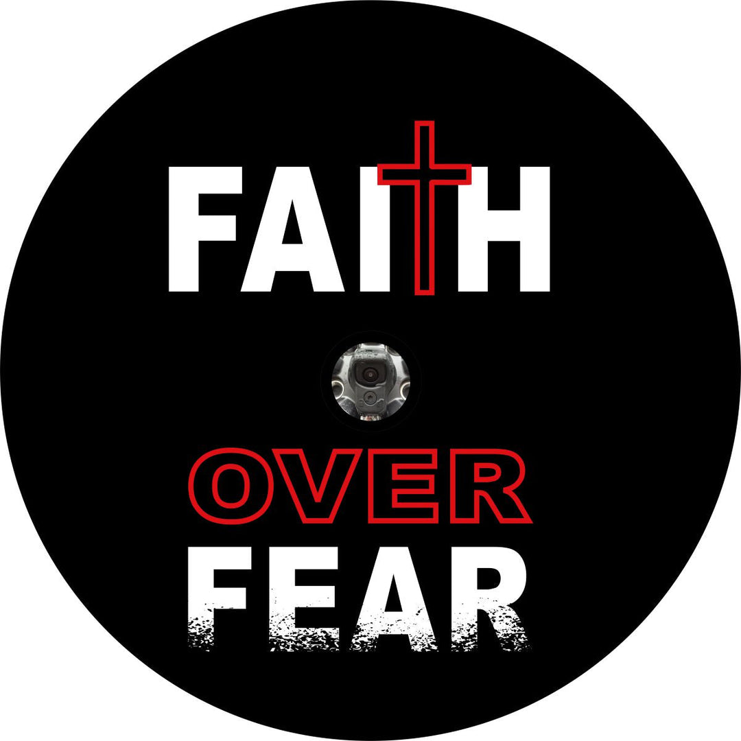 Faith Over Fear Cross Spare Tire Cover - Jeep, Bronco, RVs, Campers, Vans, Trailers, & More