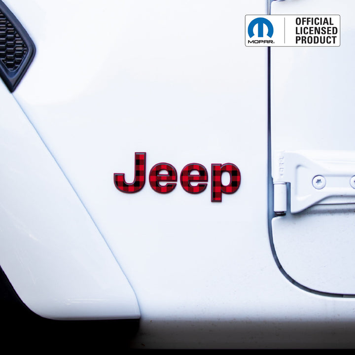 JEEP Wrangler Emblem Overlay Decal Set | Fits JL, JK, TJ &amp; YJ | Wrangler JL (2018+) | Red Plaid | Matte | Decal