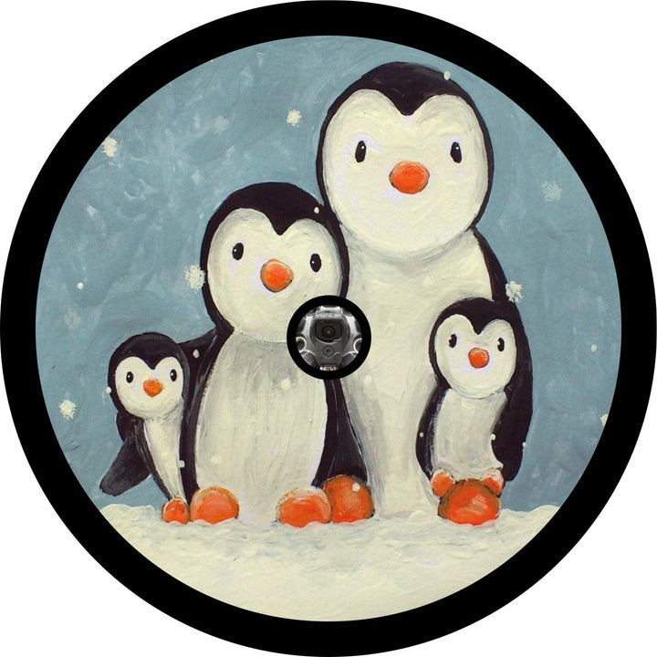 Penguin Family Cute Spare Tire Cover Design for Jeeps, Broncos, RVs, Campers and More