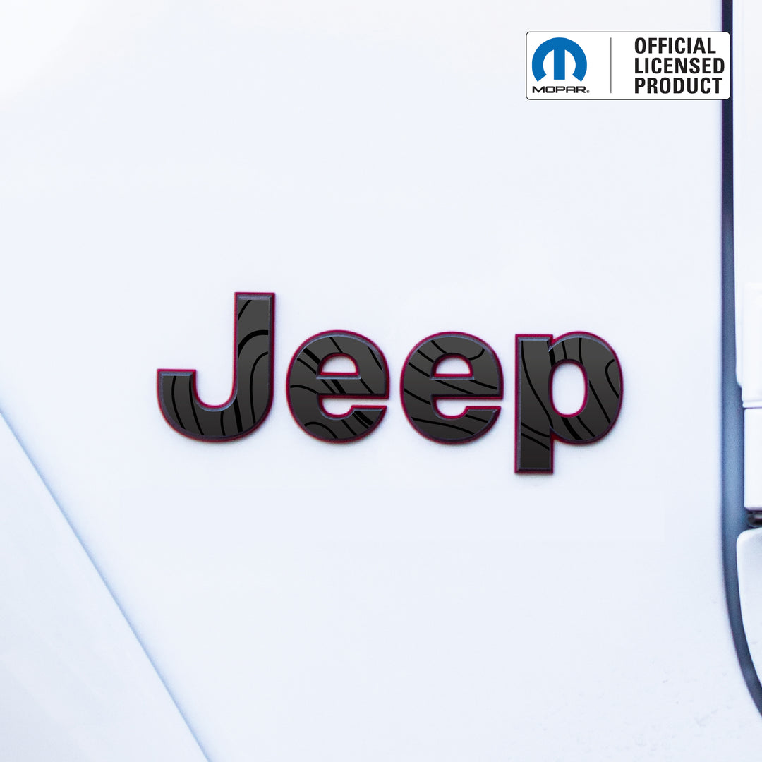 Jeep Emblem Overlay Decals – Black Topo | Fits 1987–2025 Jeep Wrangler YJ, TJ, JK, JL