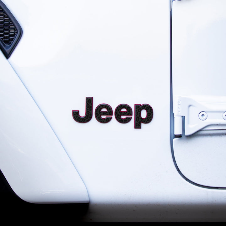 JEEP Wrangler Emblem Overlay Decal Set | Fits JL, JK, TJ &amp; YJ | Wrangler JL (2018+) | Black Leopard | Matte | Decal