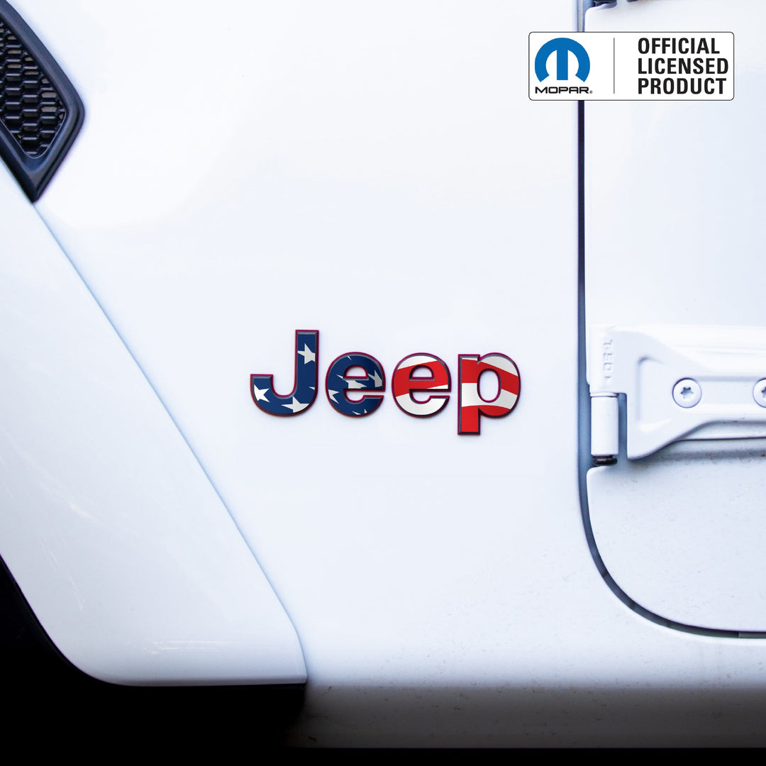 JEEP Wrangler Emblem Overlay Decal Set | Fits JL, JK, TJ &amp; YJ | Wrangler JL (2018+) | Waving Flag | Matte | Decal