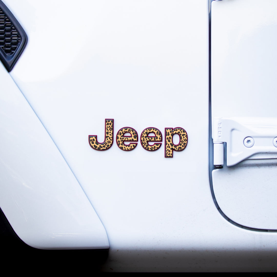 Jeep Emblem Overlay Decals – Animal Print Designs | Fits Wrangler JL, JK, TJ & YJ