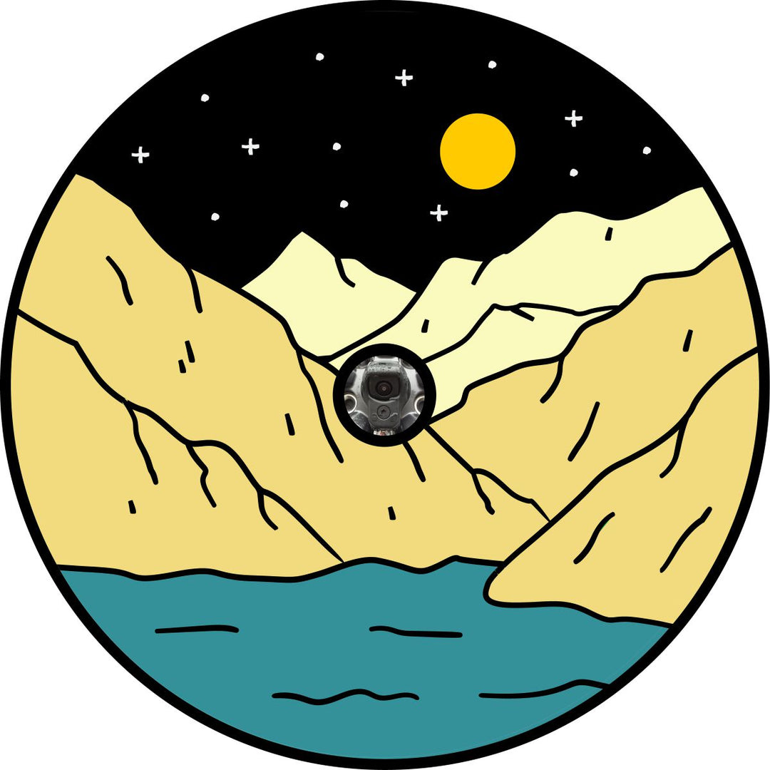 Mountain Lakeside Under The Night Sky - Custom Spare Tire Cover for Jeep, RV, Camper, Bronco, & More