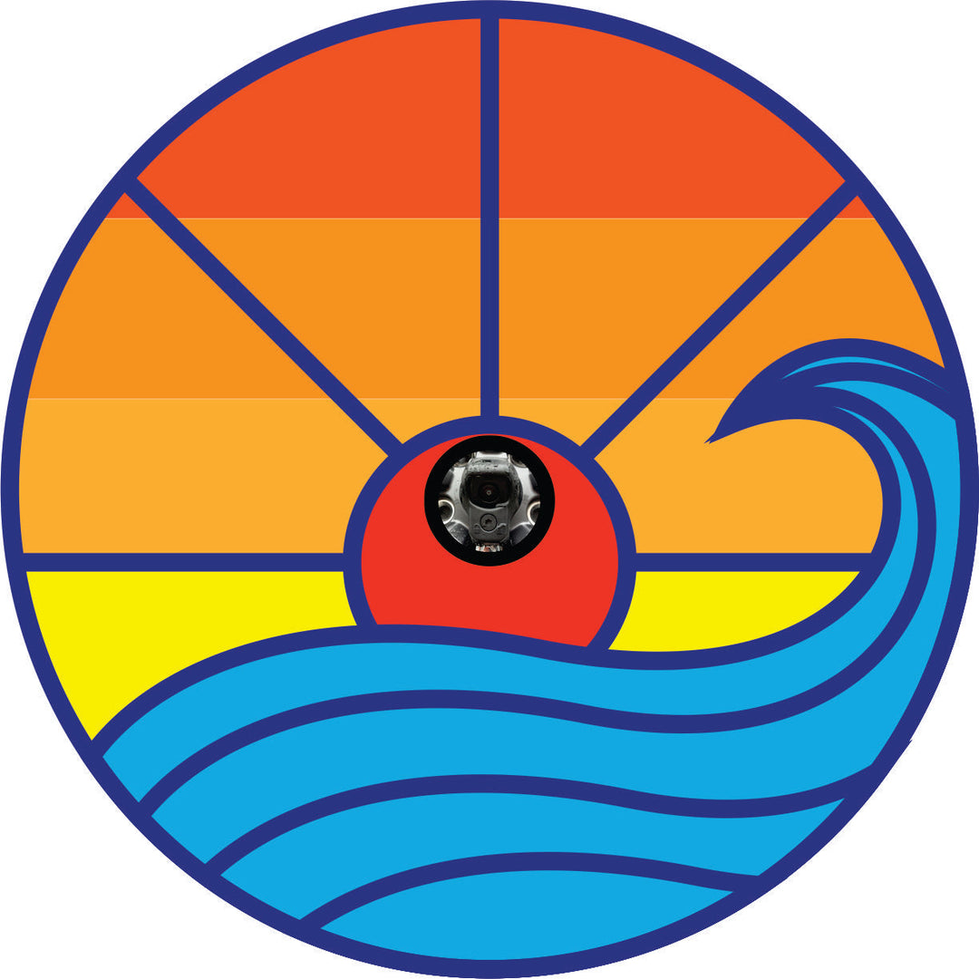 Retro Sun + Waves Geometric Simple Spare Tire Cover for Jeep, RV, Camper, and More